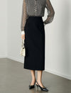 Back Slit Pocket Detail Midi Pencil Skirt