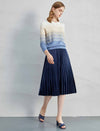 Solid Vintage Pleated A-Line Skirt
