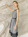 Striped Sleeveless Belted Dress