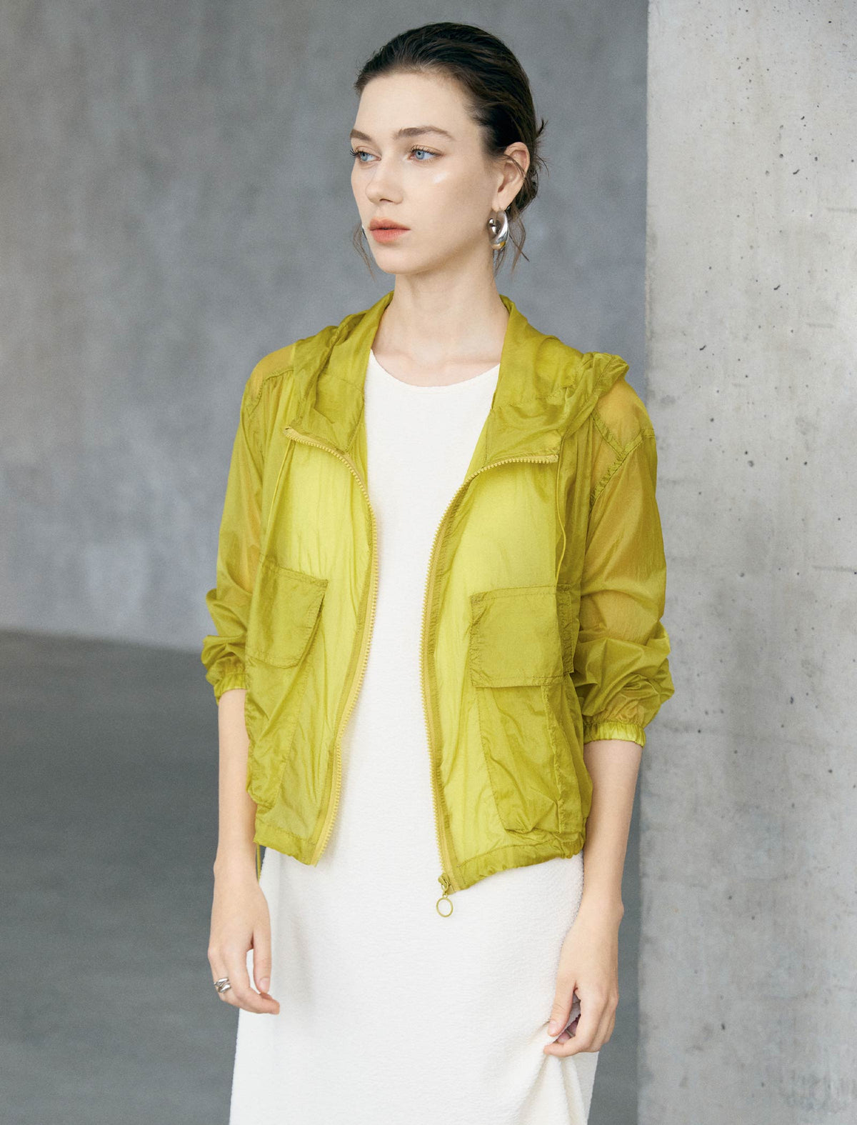 Sheer Cropped Hooded Sun Protection Jacket