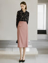 Dusty Pink High-Waisted Pencil Midi Skirt