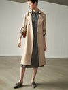 Textured Collared Button-Front Belted Trench Coat
