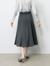 High Waist Grey Flared Midi A-Line Skirt