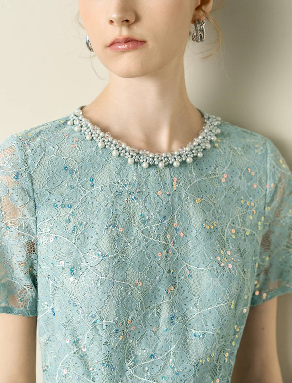 Lace Embellished Midi Dress