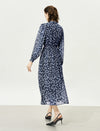 Sheer Tie-Neck Floral Midi Dress