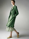 Green Belted 100% Tencel Midi Trench Coat