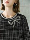 Tweed Plaid Bow Detail Dress