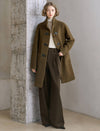 Brown Wool-Blend Toggle Coat