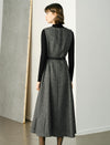 Wool Plaid Round Neck Sleeveless Vintage Midi Dress