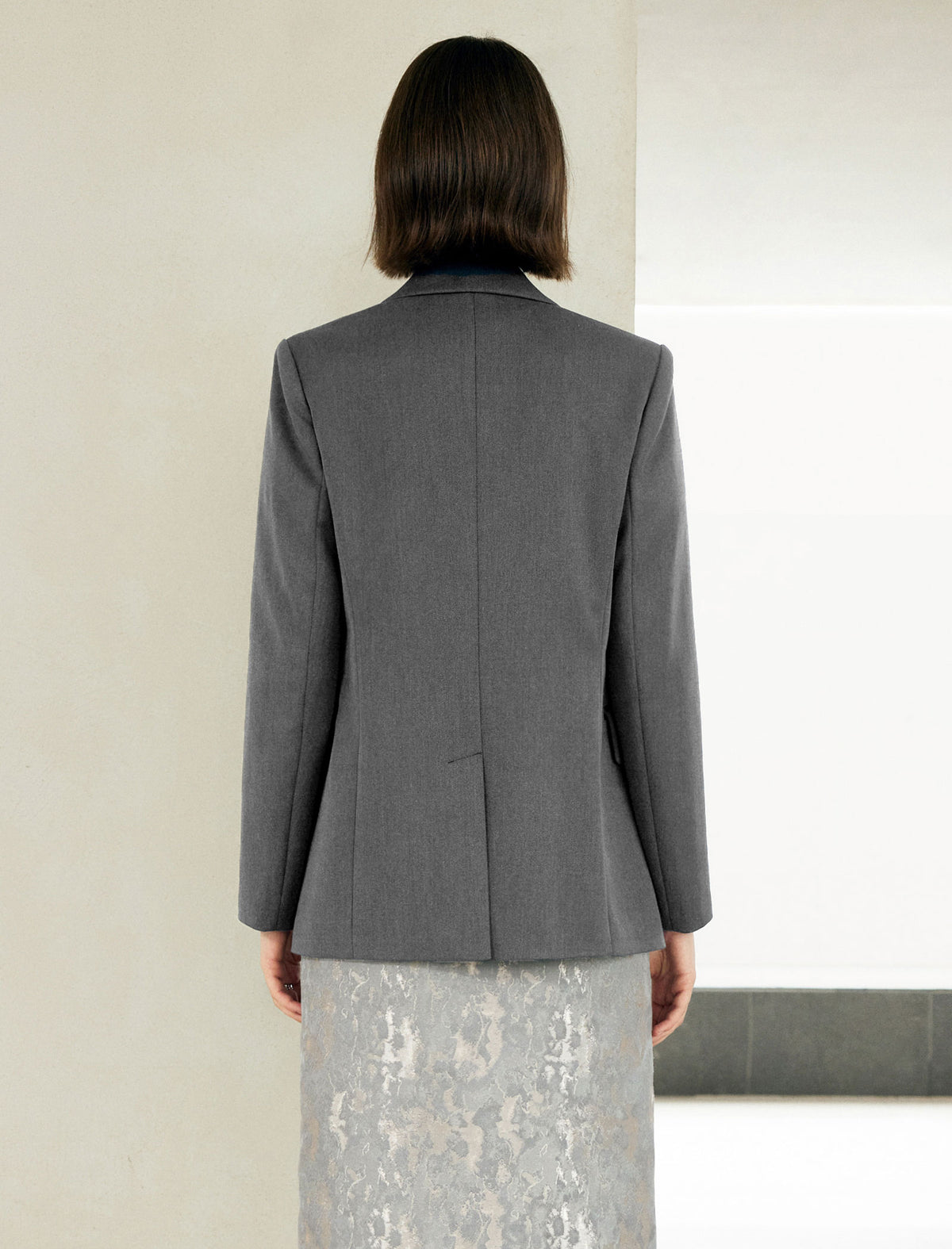Grey Single-Button Blazer