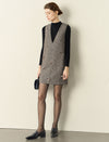 Tweed V-Neck Sleeveless Shift Dress