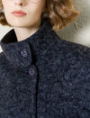 Wool-Alpaca Blend Stand Collar Textured Coat