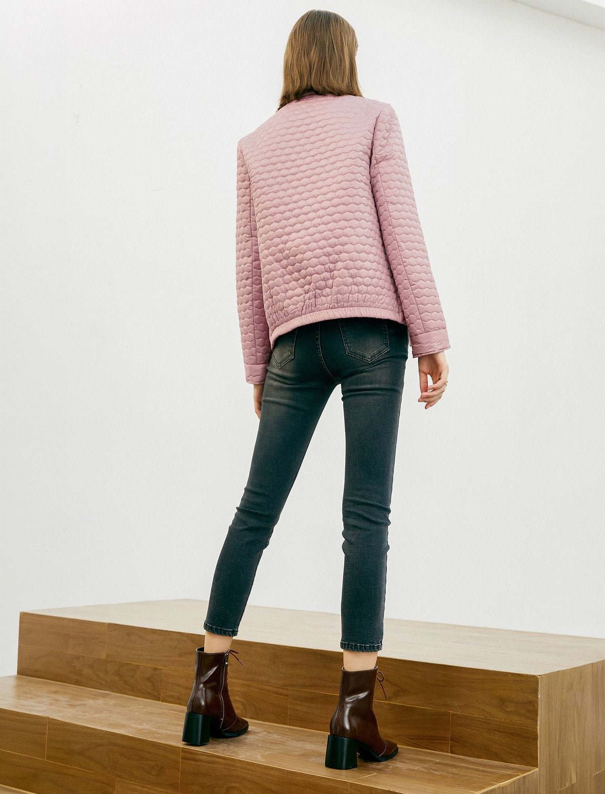 Stand-Collar Snap-Front Padded Coat