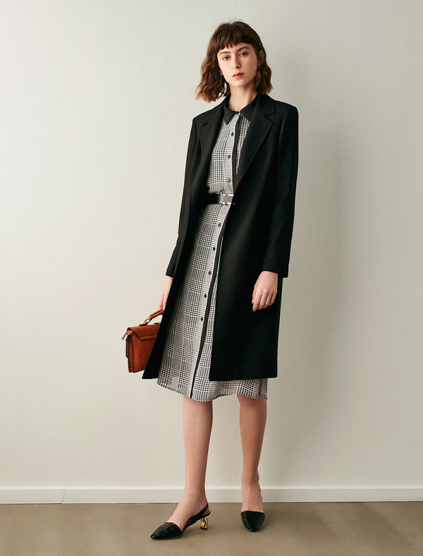 Black Longline Blazer Trench Coat