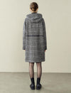 Plaid Wool-Blend Toggle Hooded Coat
