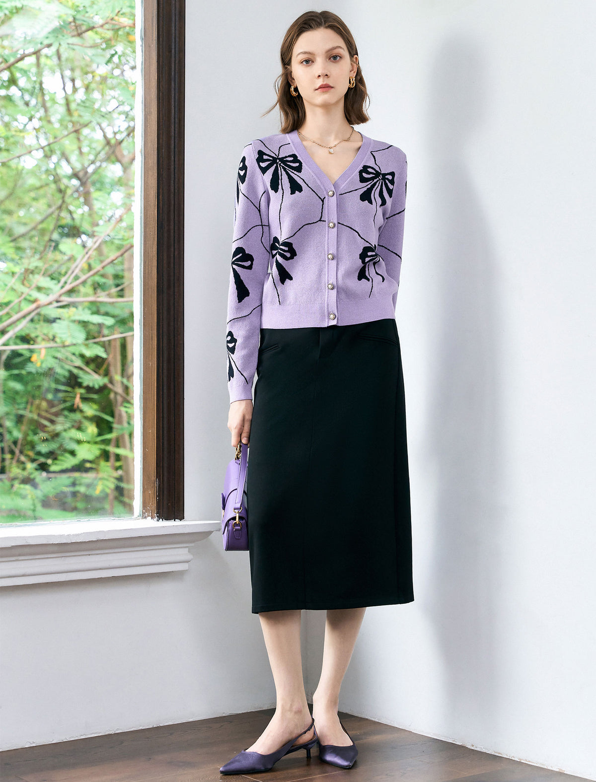 Back Slit Pencil Midi Skirt