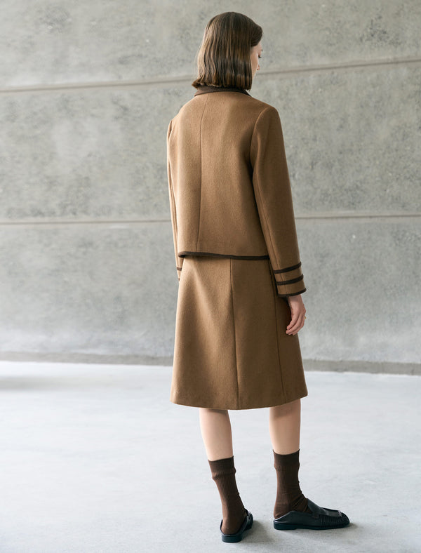 Wool Gray Lapel Short Coat