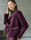 Burgundy Tweed Embellished Detail Jacket