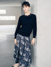Vintage Pearl Trim Tie Neck Knit Top
