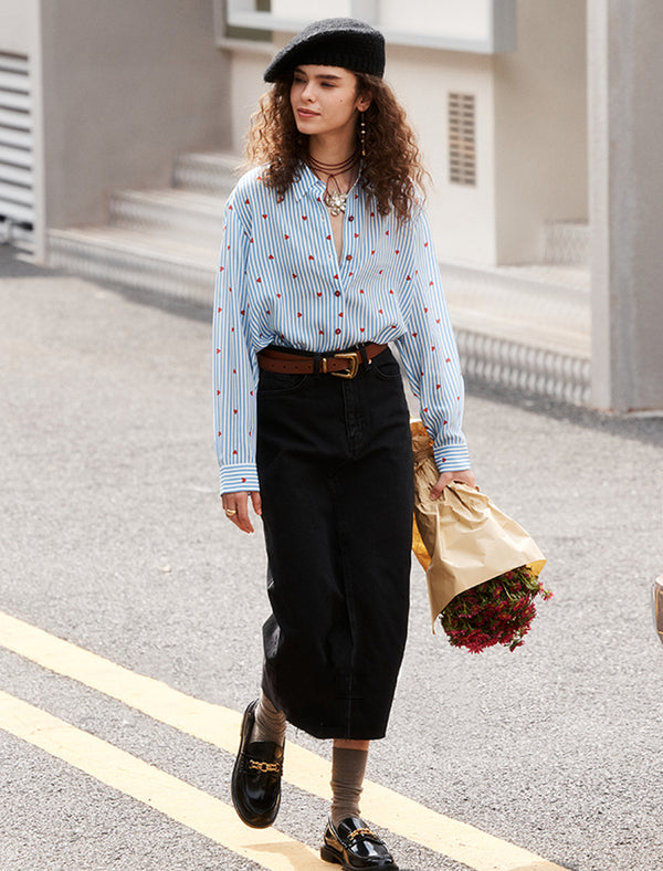 100% Mulberry Silk Print Blouse