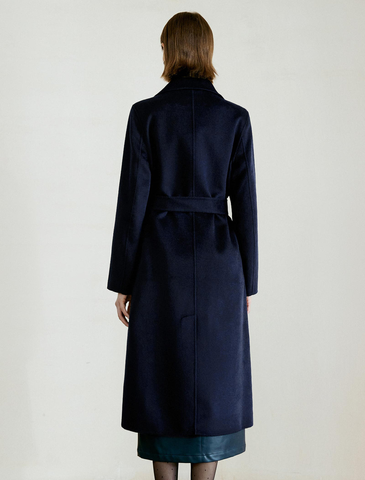 100% Wool Double-Faced Professional Lapel Mid-Length Coat