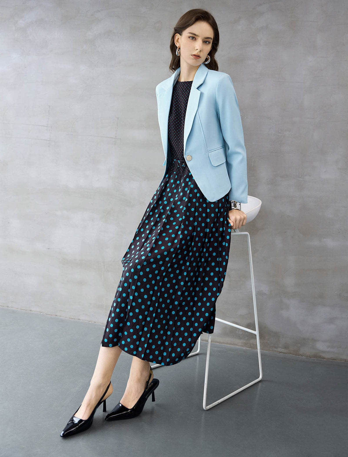 Sky Blue Cropped Blazer