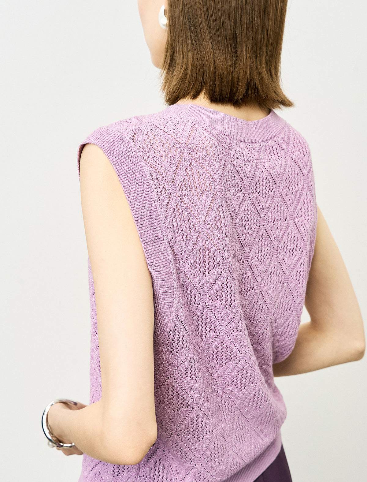 Diamond Open Knit Sleeveless Top
