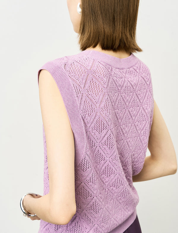 Diamond Open Knit Sleeveless Top