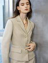 Champagne Textured Belted Blazer