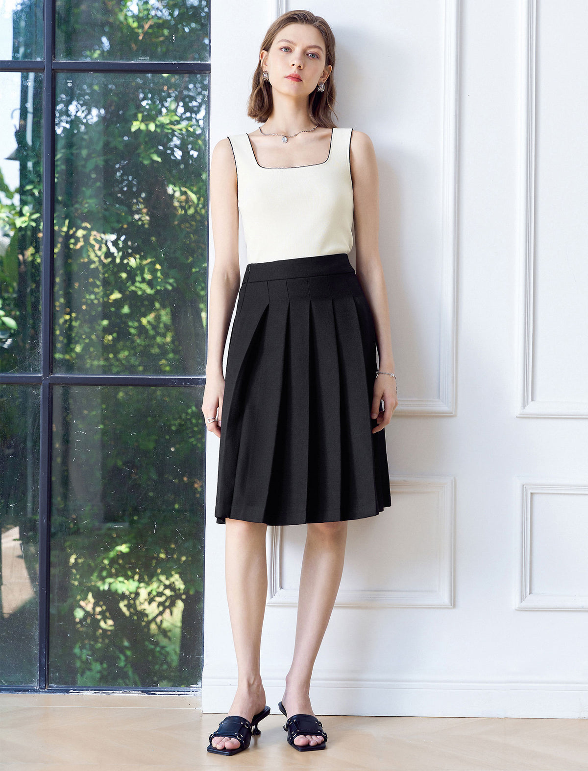 Square‑Neck Knit Tank Top