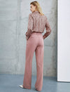 Dusty Rose Wide-Leg Tailored Pants