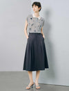 Dark Grey High Waist Pleated Pocket A-Line Midi Skirt