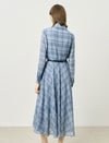 Plaid Belted Fit Flare Midi Dress