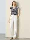 V-Neck Graphic Print Tencel Linen Relaxed Fit Top