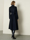 Black Wool-Cashmere Blend Self-Tie Wrap Coat