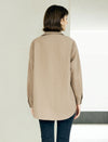Vertical Textured Dual Chest Pocket Oversized Button Down Shirt