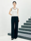 Contrast-Trim Scoop-Neck Knit Vest