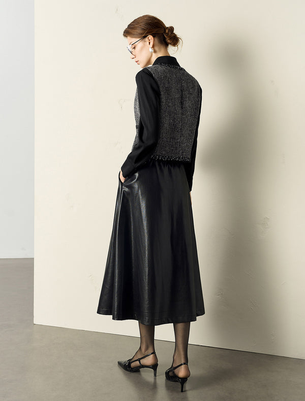 Black Trim Tweed Vest