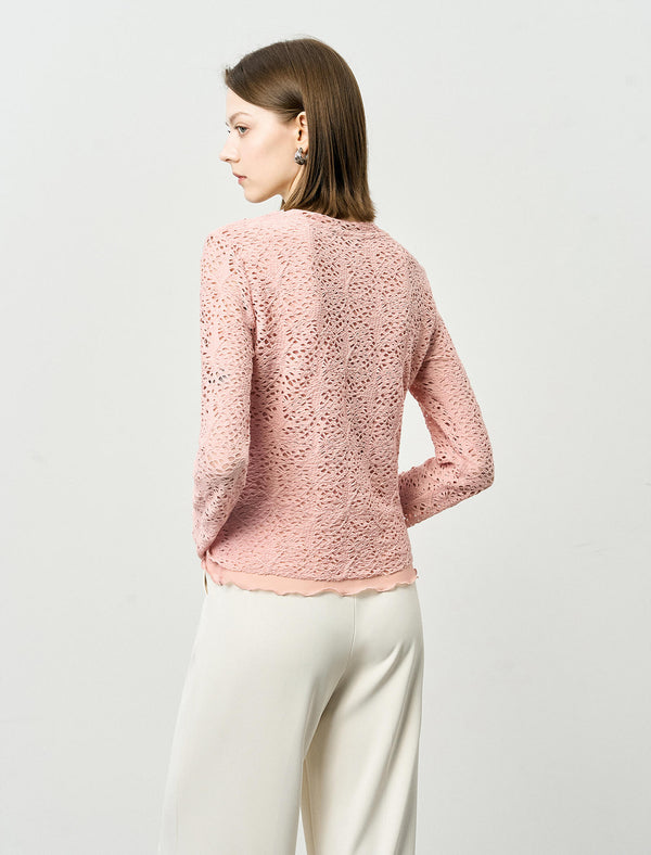 Pink Lace Long Sleeve Top
