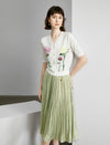 Solid Color Pleated Midi Skirt