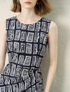 Graphic Print Tencel Linen Midi Dress