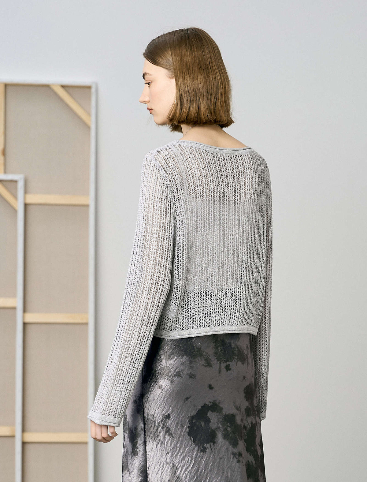 Light Grey Cropped Knit Top