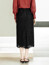 Lace Back Slit Midi Skirt