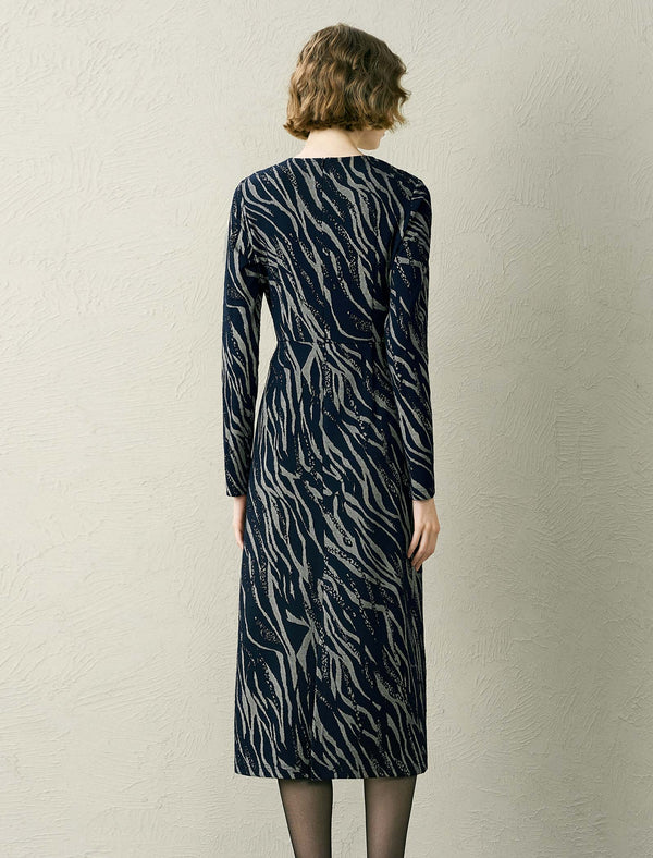 Zebra-Print Midi Dress