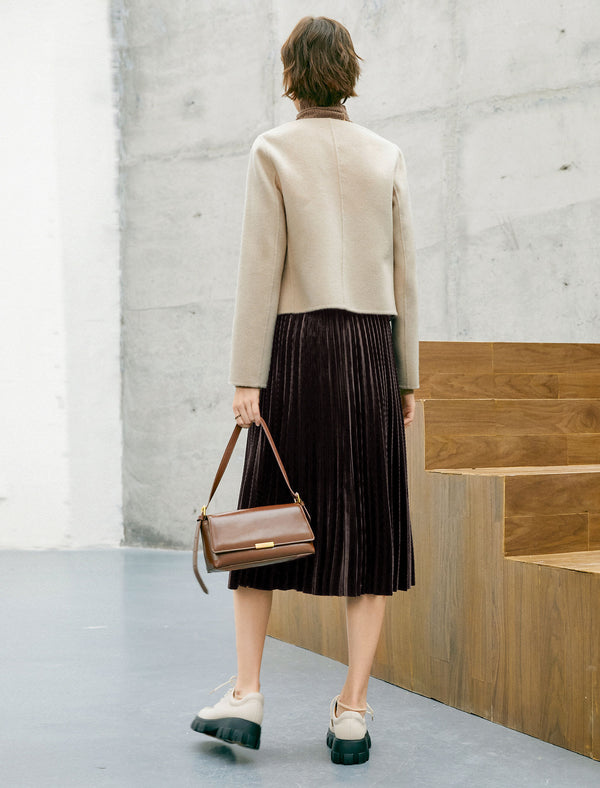 Wool Pocket Detail Cropped Coats