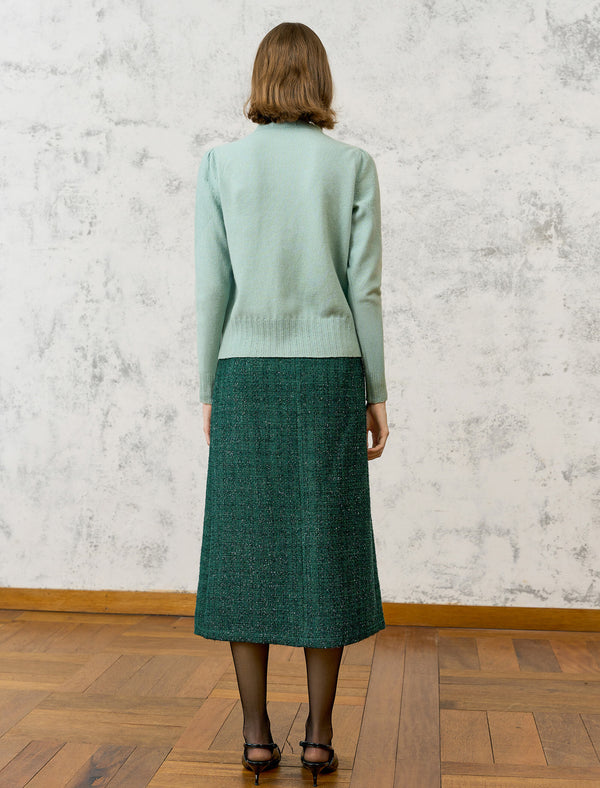 Gray Vintage High-Waist A-Line Midi Skirt