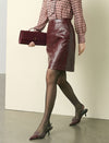 Burgundy Faux Leather Mini Skirt