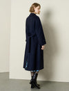 Navy Wool-Cashmere Blend Self-Tie Coat