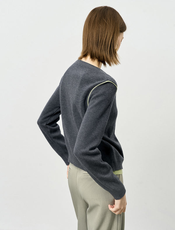 Slim Fit Zipper Layered Knit Sweater