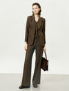 Brown High-Waisted Loose Straight Leg Suit Pants